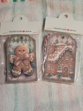 Handmade Gingerbread Holiday Gift Tags — Brown & White